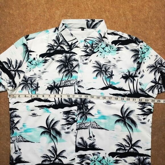 Vacation Palm Short Sleeve Button Up Shirt Mens XLarge #1 - Picture 4 of 6